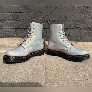 Iridescent Croc-Embossed Dr. Martens